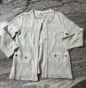CAbi Society Sweater Women’s XSmall Mint Green Classic Cardigan Style #203 (AV22